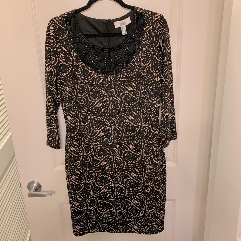 Belle Badgley Mischka black/tan dress - beaded